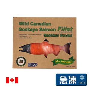 <transcy>B.C. SEAFOOD Wild Canadian Sockeye
Salmon Fillet 400g (Frozen -18℃)</transcy>